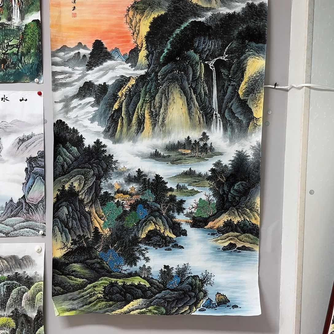 国画十*尺寸100X180手绘作品