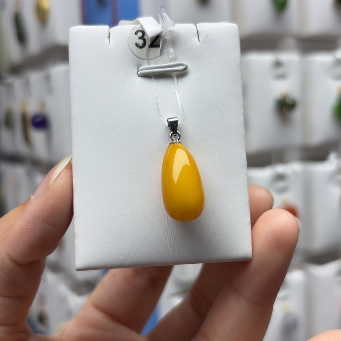 银S925镶嵌蜜蜡吊坠(不含链)蜜蜡