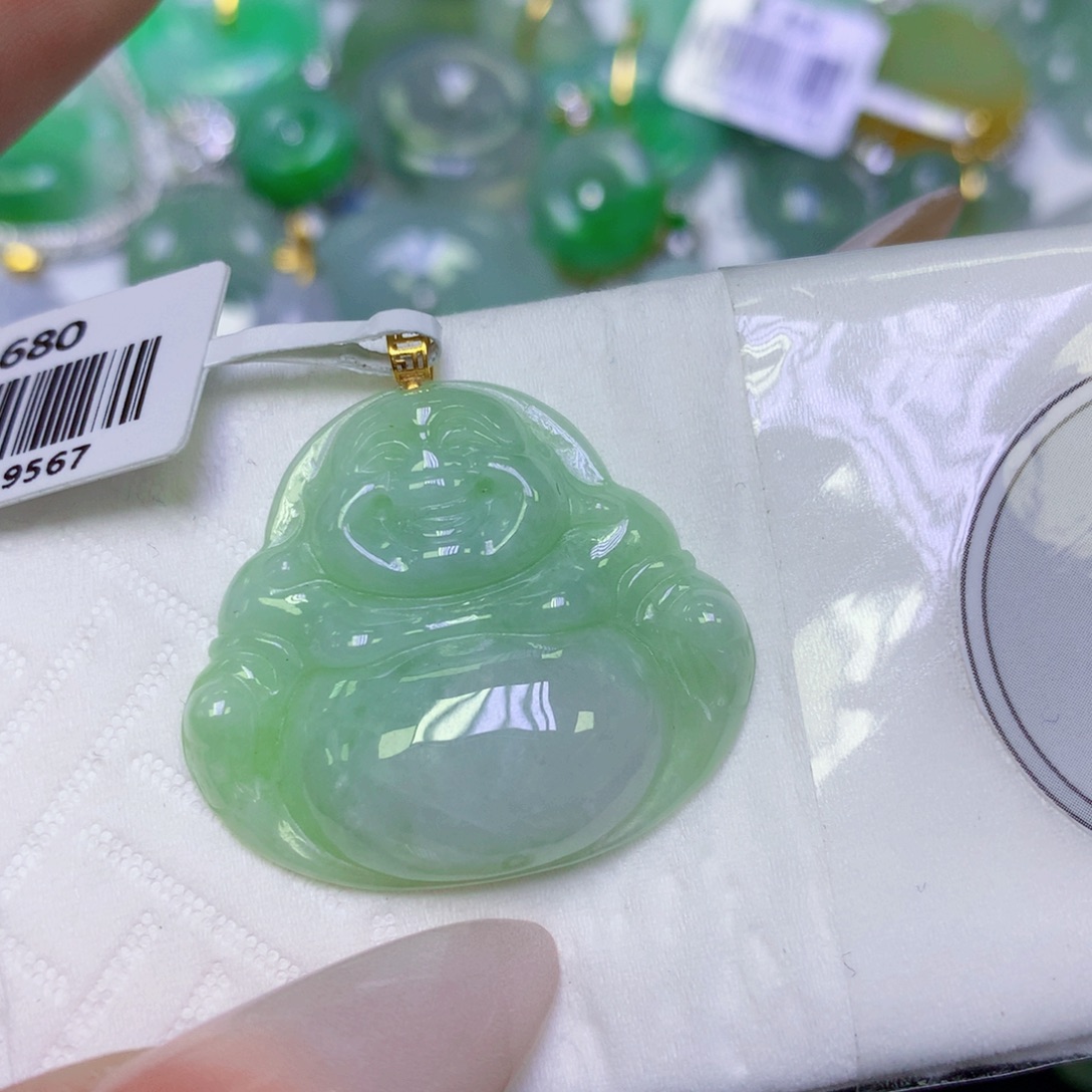 翡翠18K金镶嵌颈饰天然缅甸翡翠a货百元以上9元证书费自理