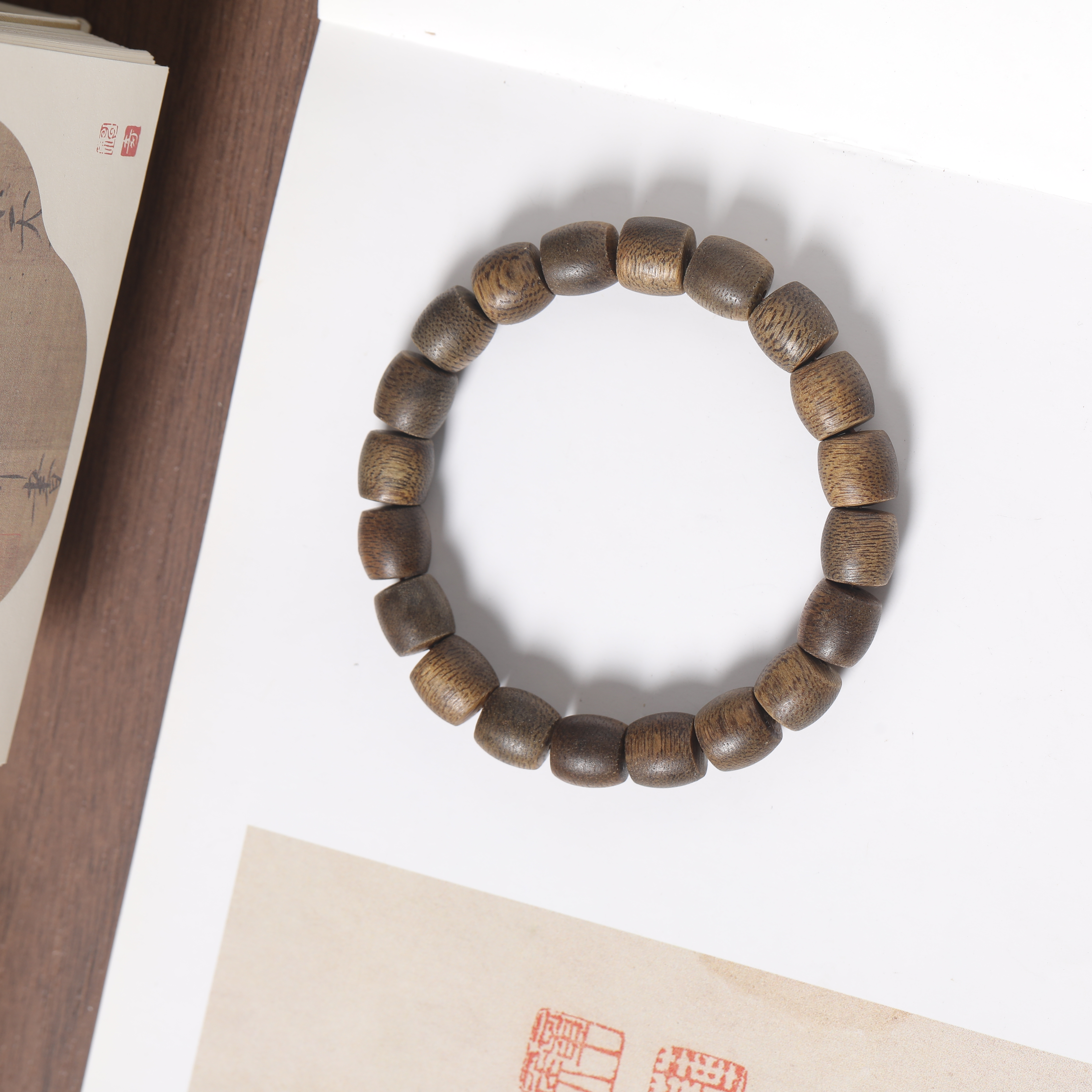 沉香【体验】G007沉香沉水莺歌绿奇楠1.0单圈桶珠手串（多样发其一）