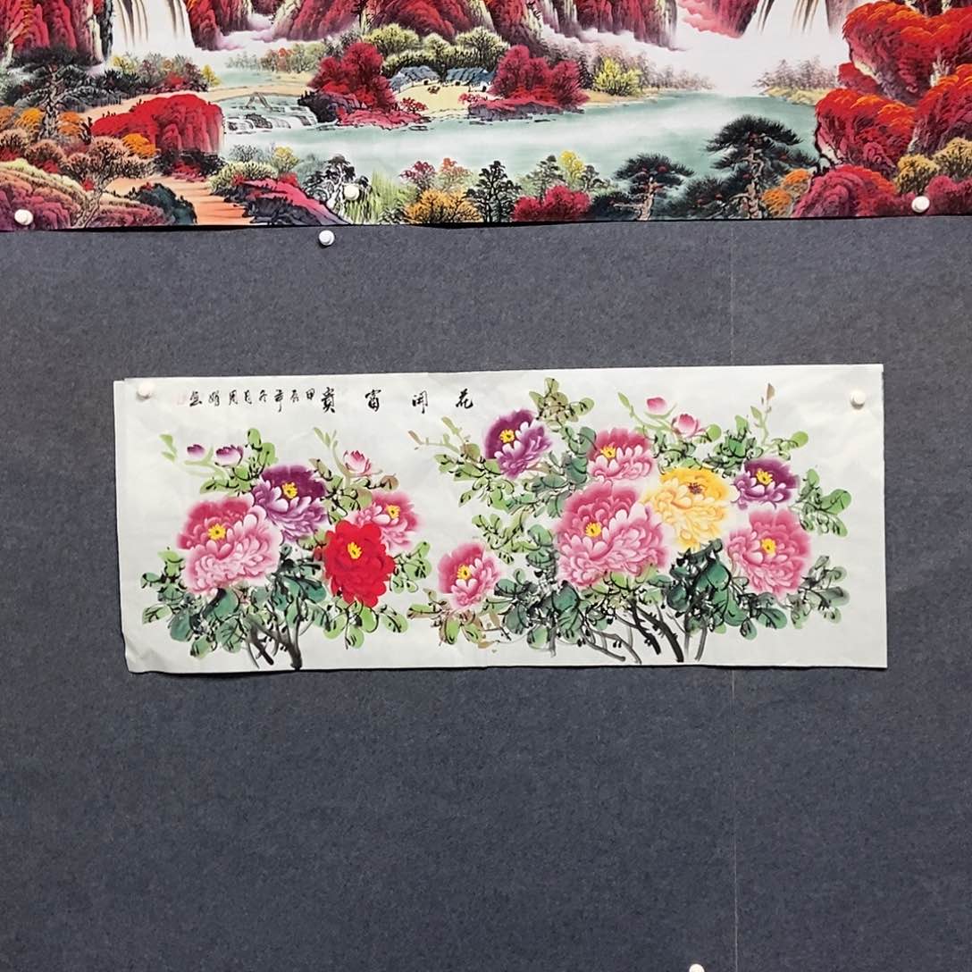 国画小六尺牡丹一副