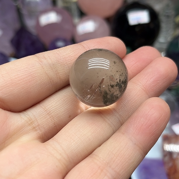 角***婧未镶嵌珠宝半成品水晶20克幽灵小球 打通孔