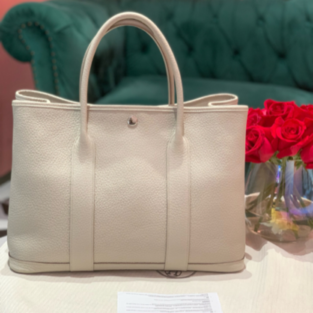99新 Hermes/爱马仕 闲置/花园36冰川白8L手提包