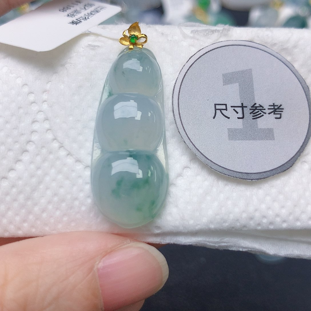 颈饰18K金镶嵌翡翠天然缅甸A货翡翠