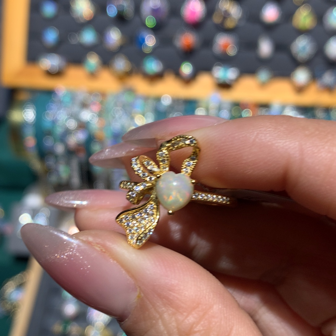 欧泊福利戒指银S925镶嵌