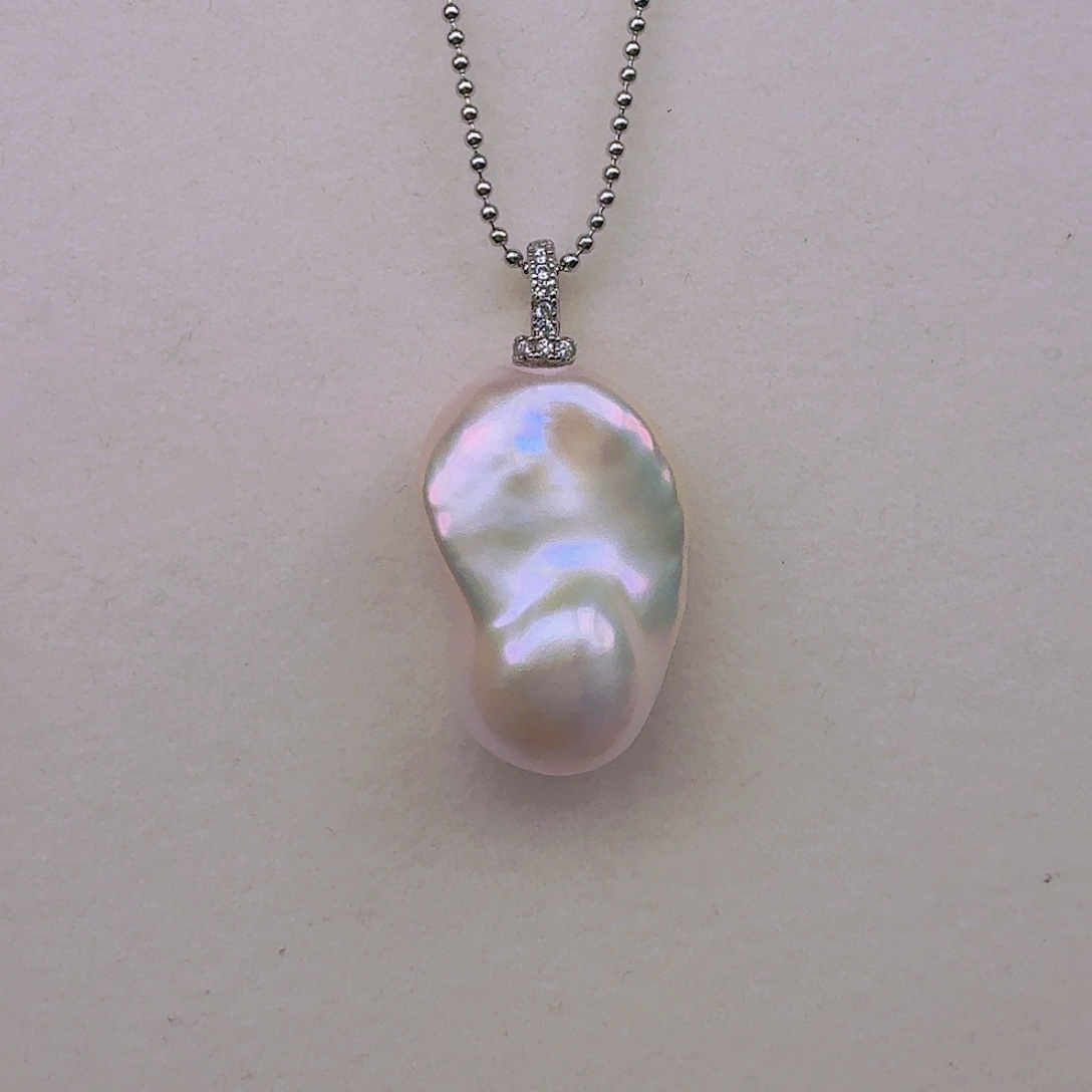 银S925镶嵌耳饰淡水珍珠