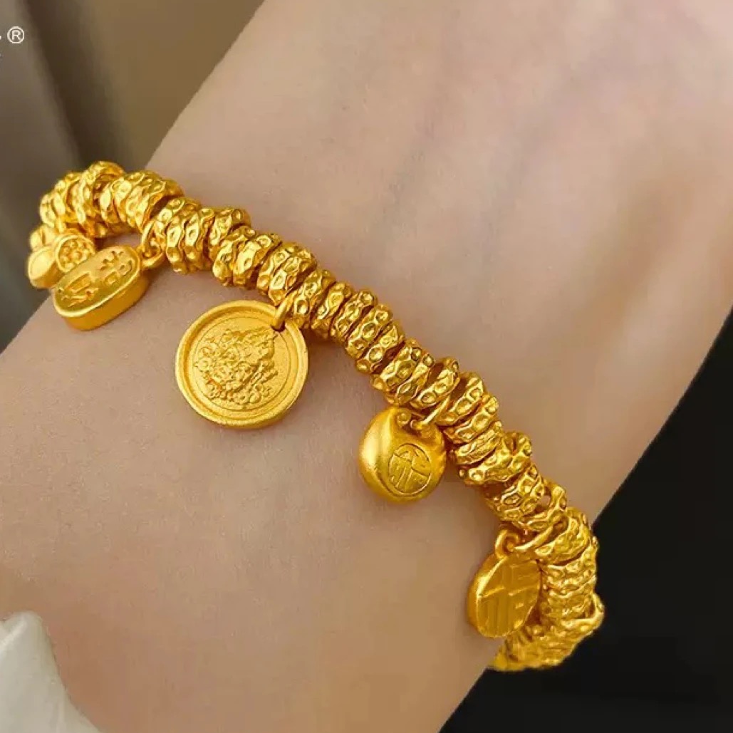 【抖音好货】孟加拉赤金豆豆提炼手工改款【黄财神盘缠】精工版