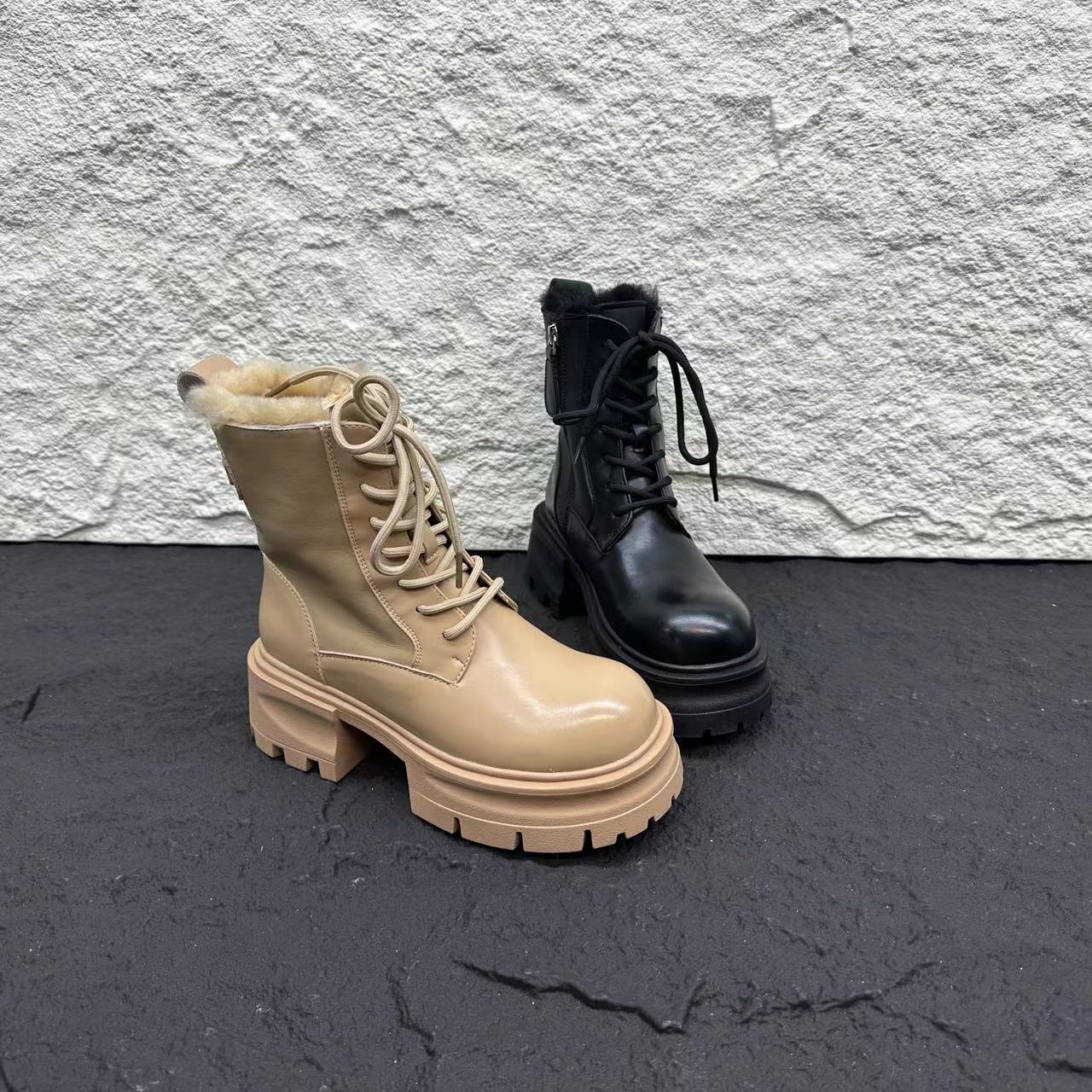 冬季新款百搭时尚女士马丁靴厚底休闲增高瘦瘦靴子X检 0172