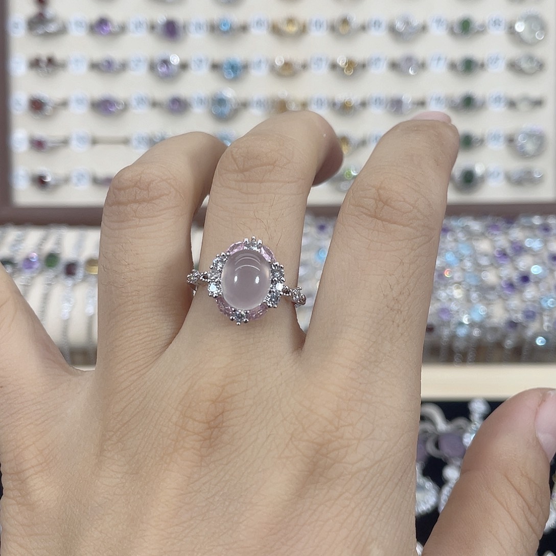 戒指银S925镶嵌芙蓉石