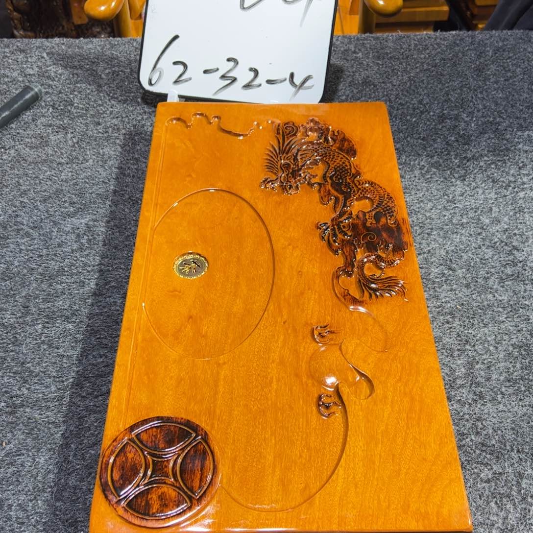 缅甸大叶金丝楠实木茶盘