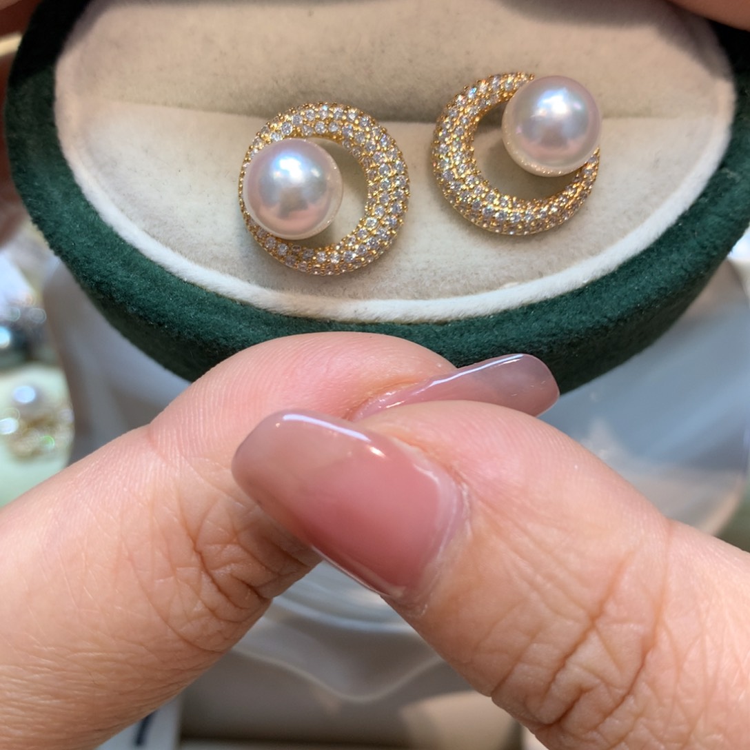 海水珍珠耳饰银S925镶嵌