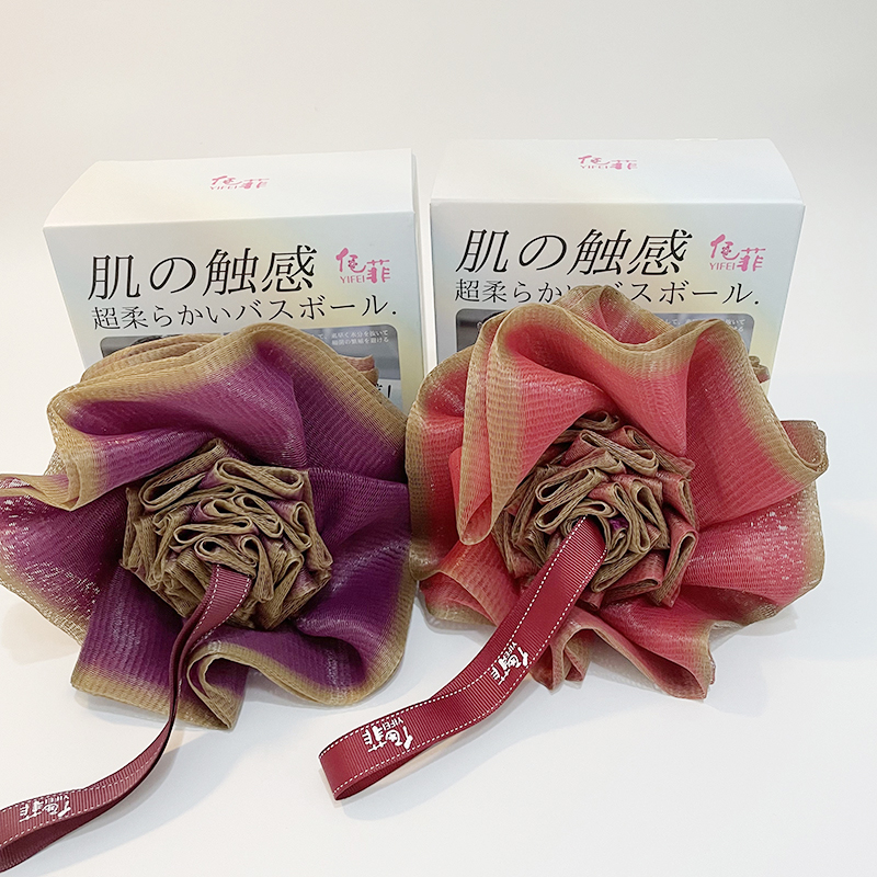 亿菲玫瑰大浴花浴球大号柔软起泡沐浴球 颜色随机不指定 00256