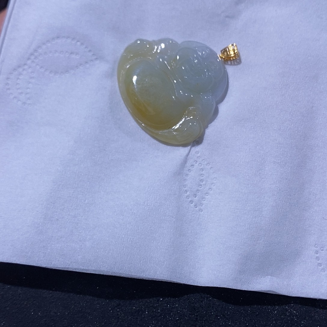 翡翠吊坠(不含链)18K金镶嵌