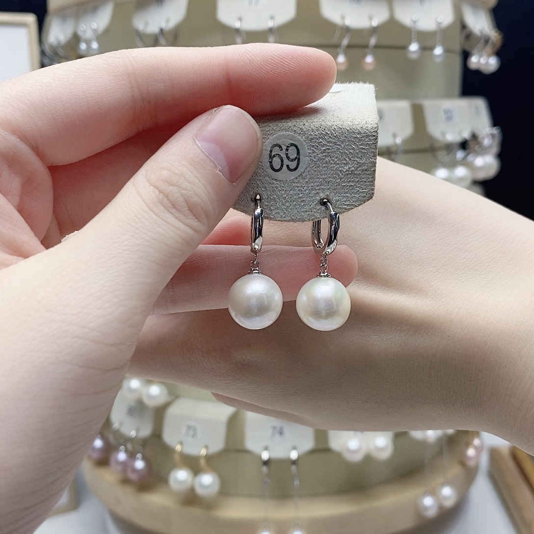 淡水珍珠耳饰银S925镶嵌