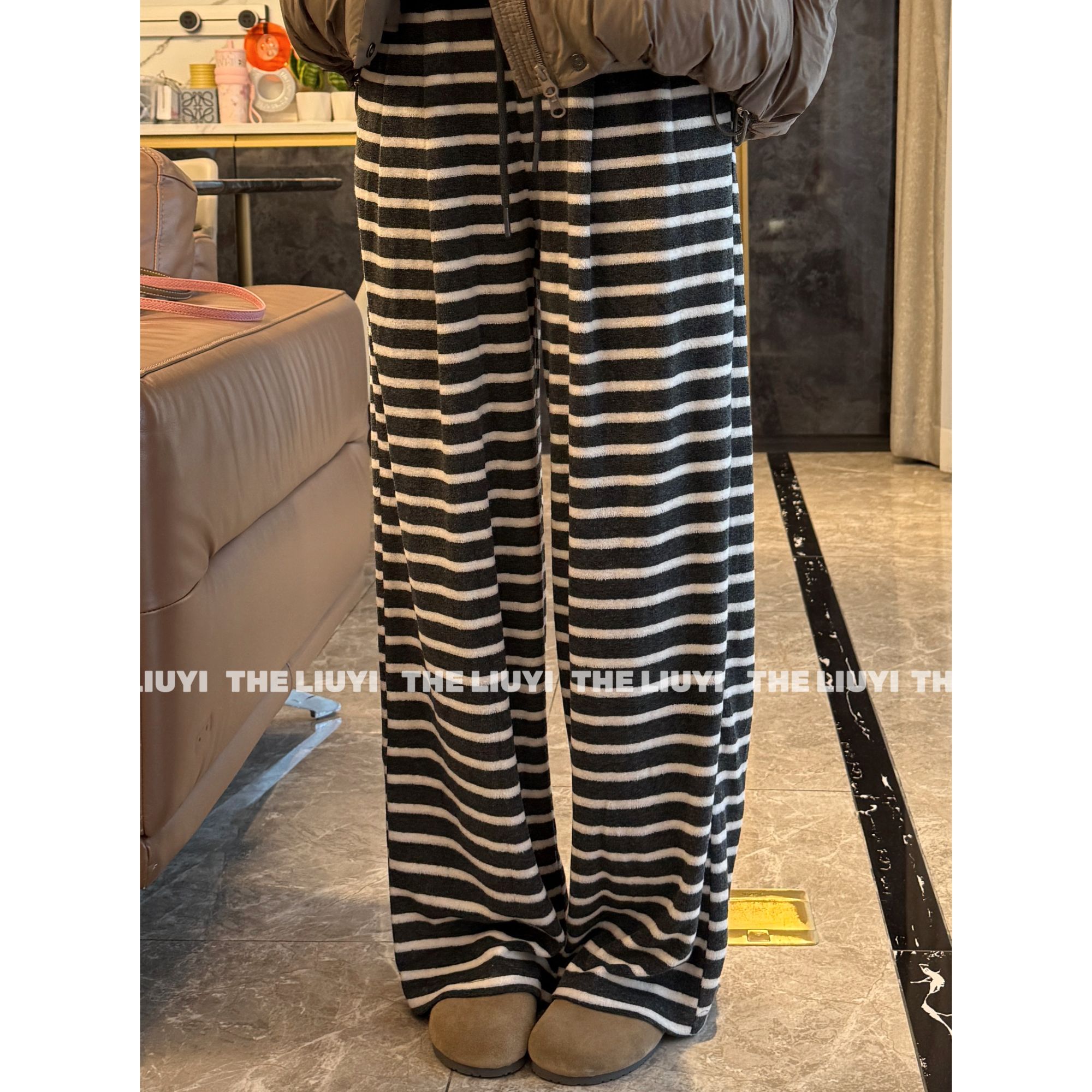 【LIUYI】高腰显瘦直筒条纹休闲裤5906A1