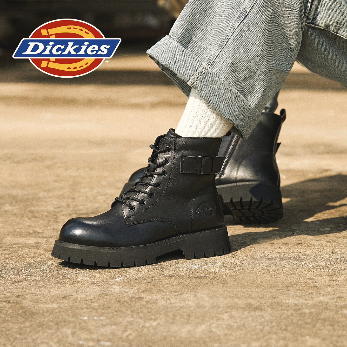 Dickies马丁靴新款冬季男士时尚工装靴百搭黑色靴子加绒保暖男鞋