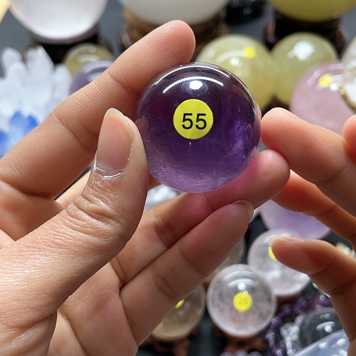 水晶水晶球紫卡3.7，55号未镶嵌