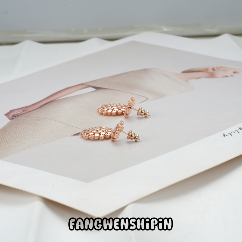 铜合金锆石耳饰 【镀K金】【925银针】耳环5428