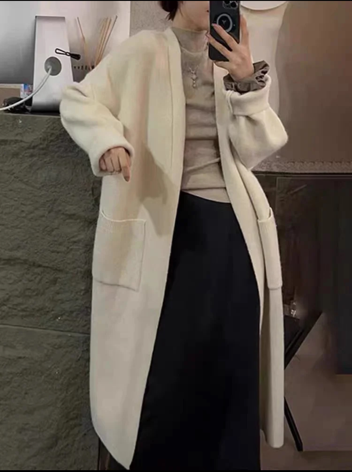 【ROUROU】开衫外套｜高级慵懒风百搭长款针织开衫外套Ro-2501