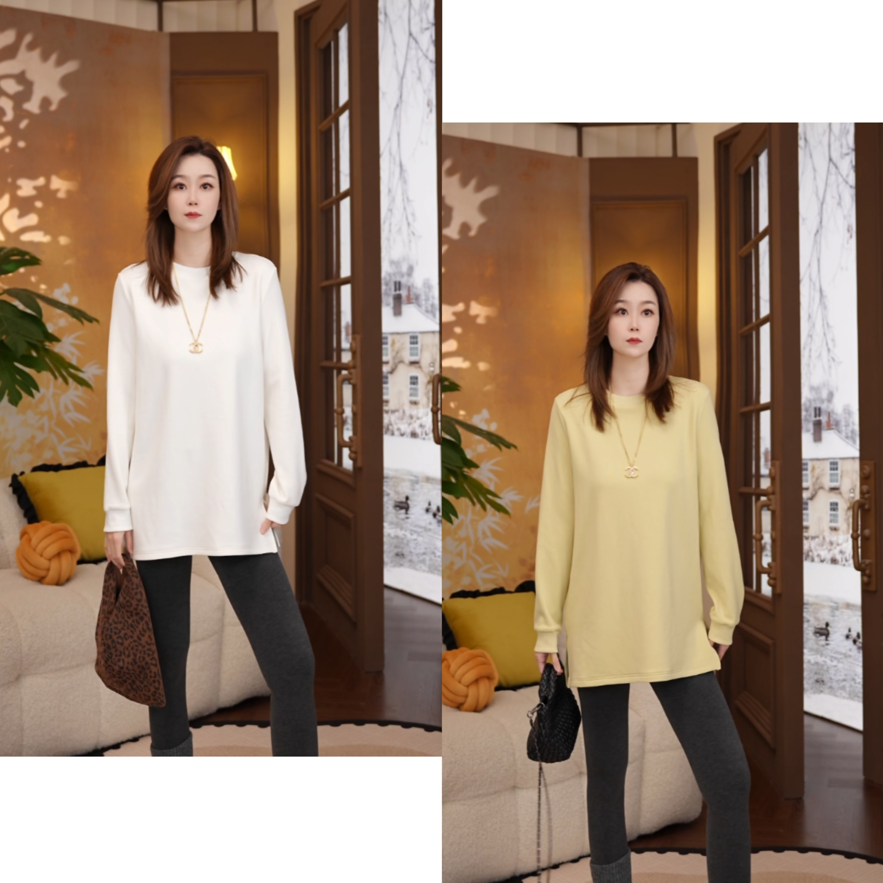 Miss.Z【莱赛尔羊毛打底】冬季磨毛圆领长袖T恤百搭显瘦上衣#11222