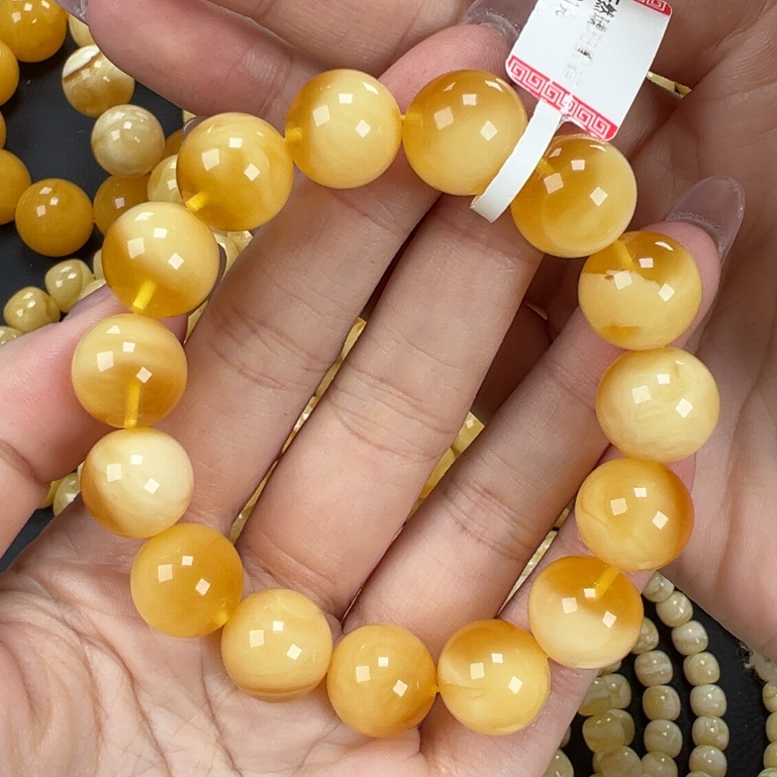 琥珀未镶嵌手链22金白