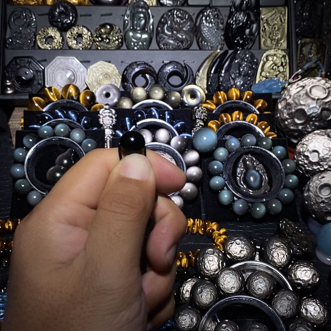 橙***书黑曜岩未镶嵌手链