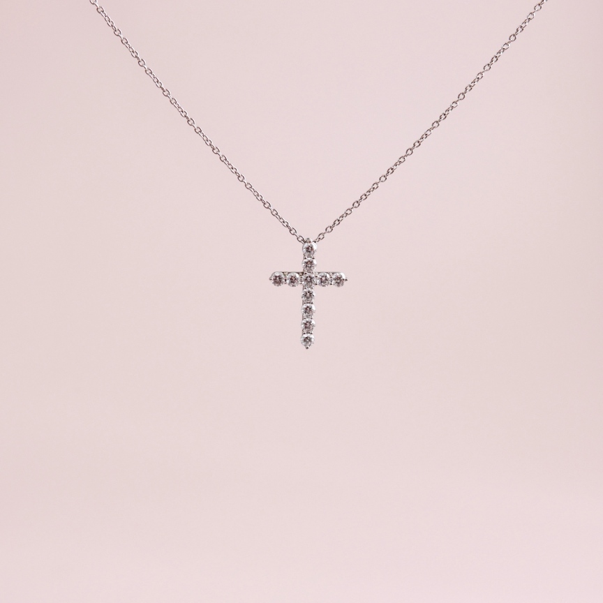 95新 Tiffany & Co./蒂芙尼 十字架项链/链长40cm/9403