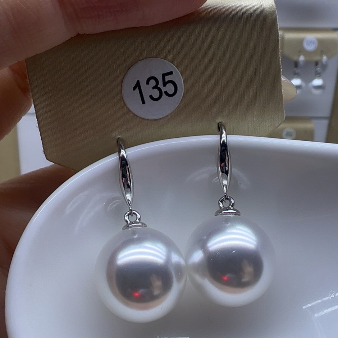 淡水珍珠银S925镶嵌耳饰