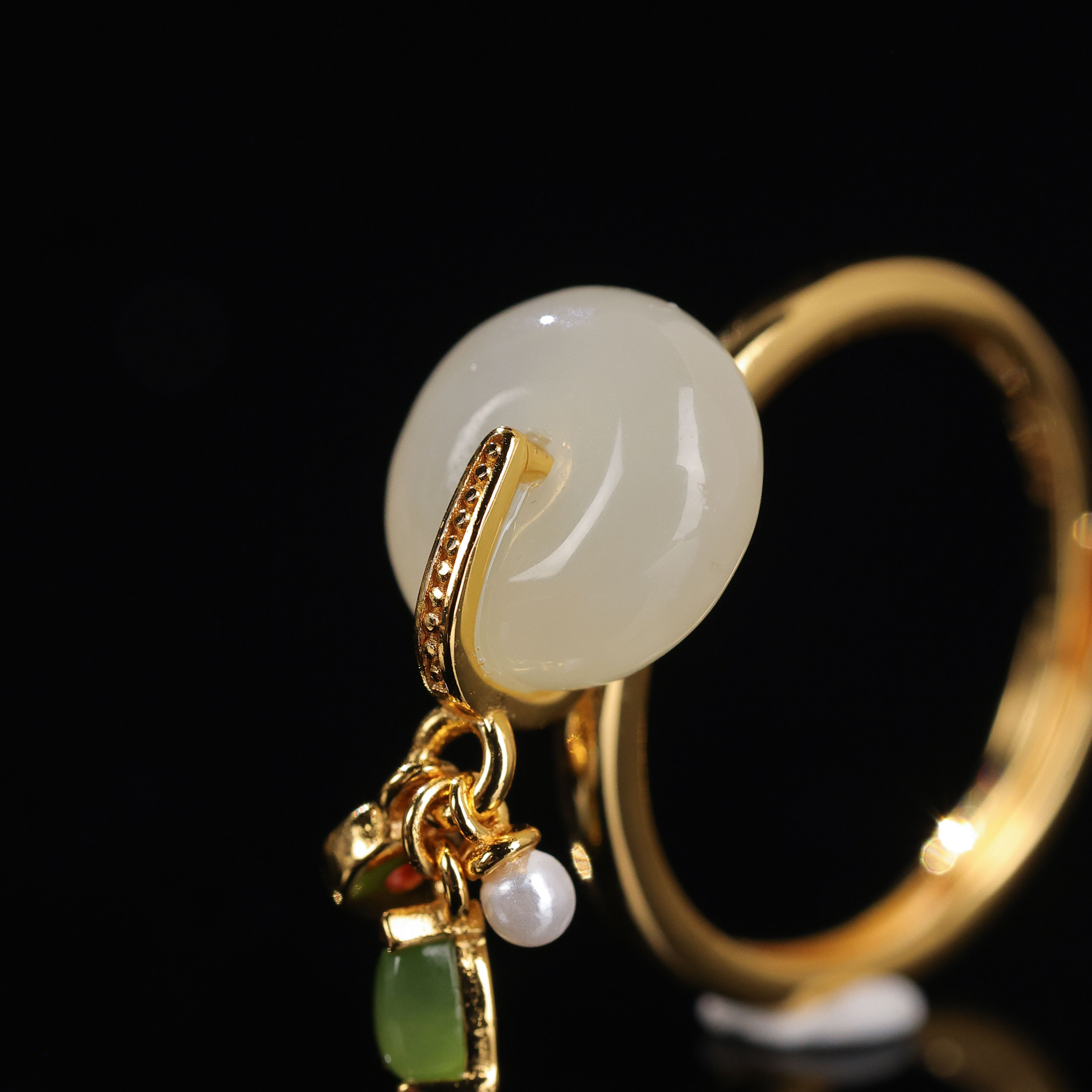 [玉福珠宝]s925银和田玉晴白平安扣戒指-J1683-冰