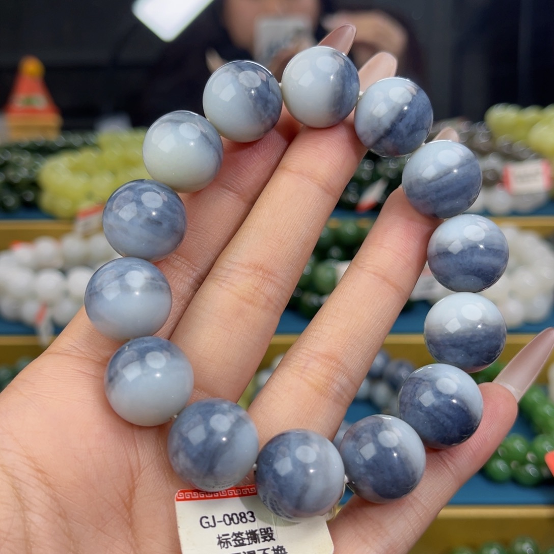 和田玉未镶嵌手链天然和田玉新疆青花籽聚宝盆手串16