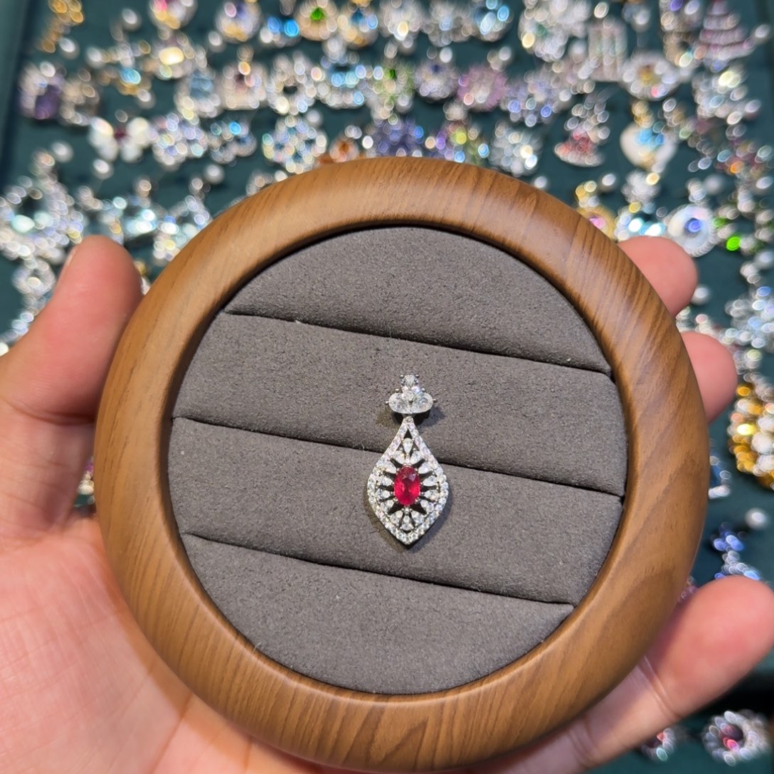 吊坠(不含链)红宝石银S925镶嵌