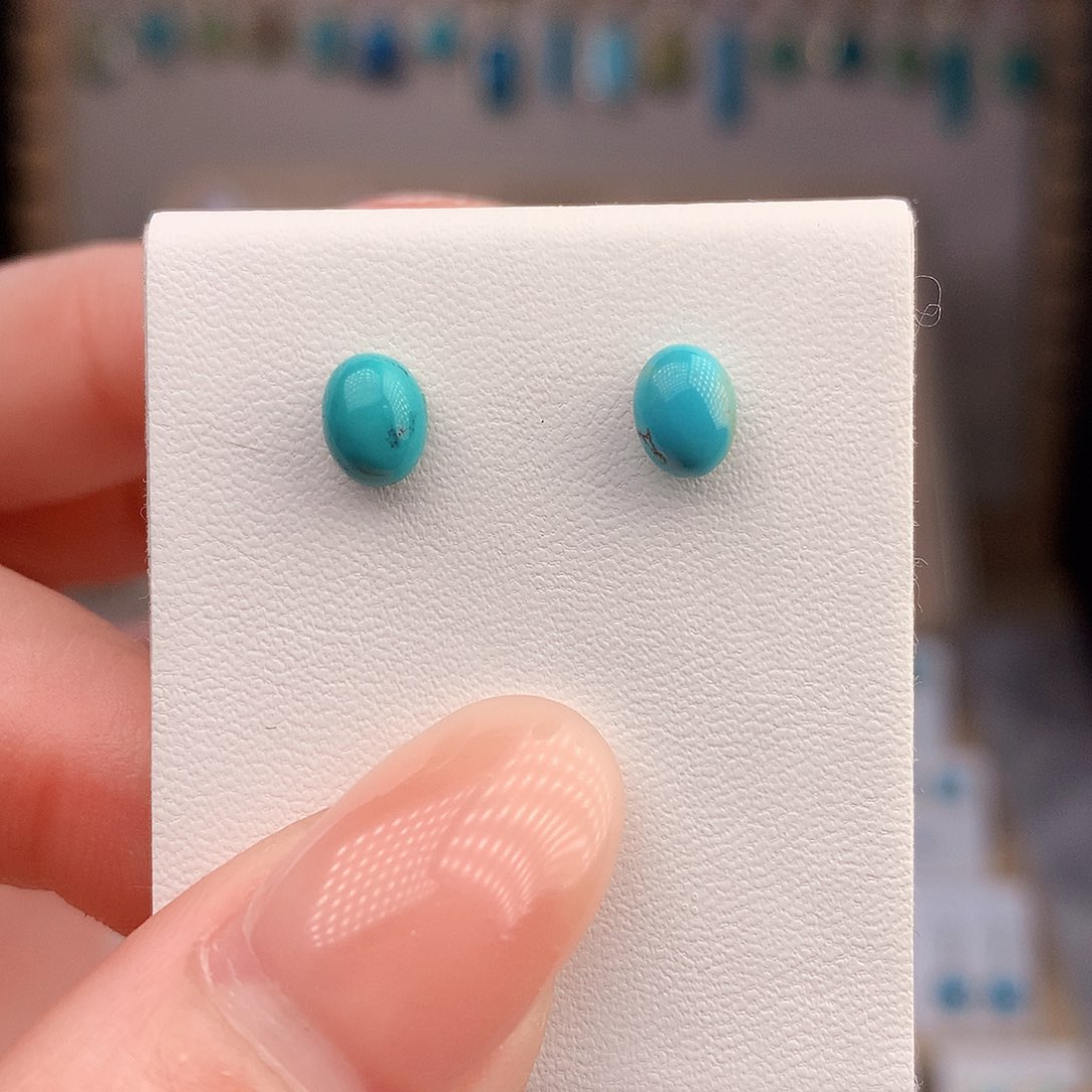 银S925镶嵌绿松石耳饰