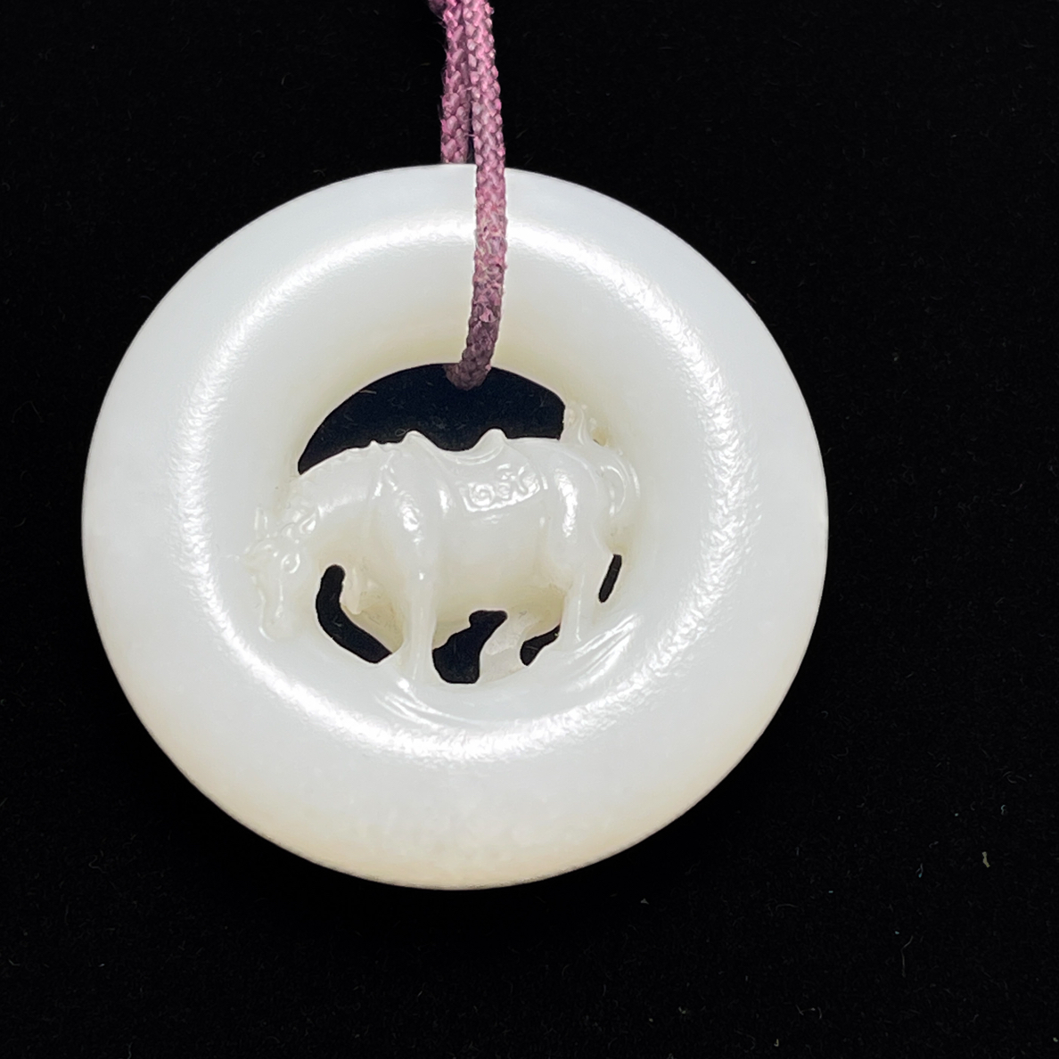 旧藏和田玉白玉环吊坠挂件