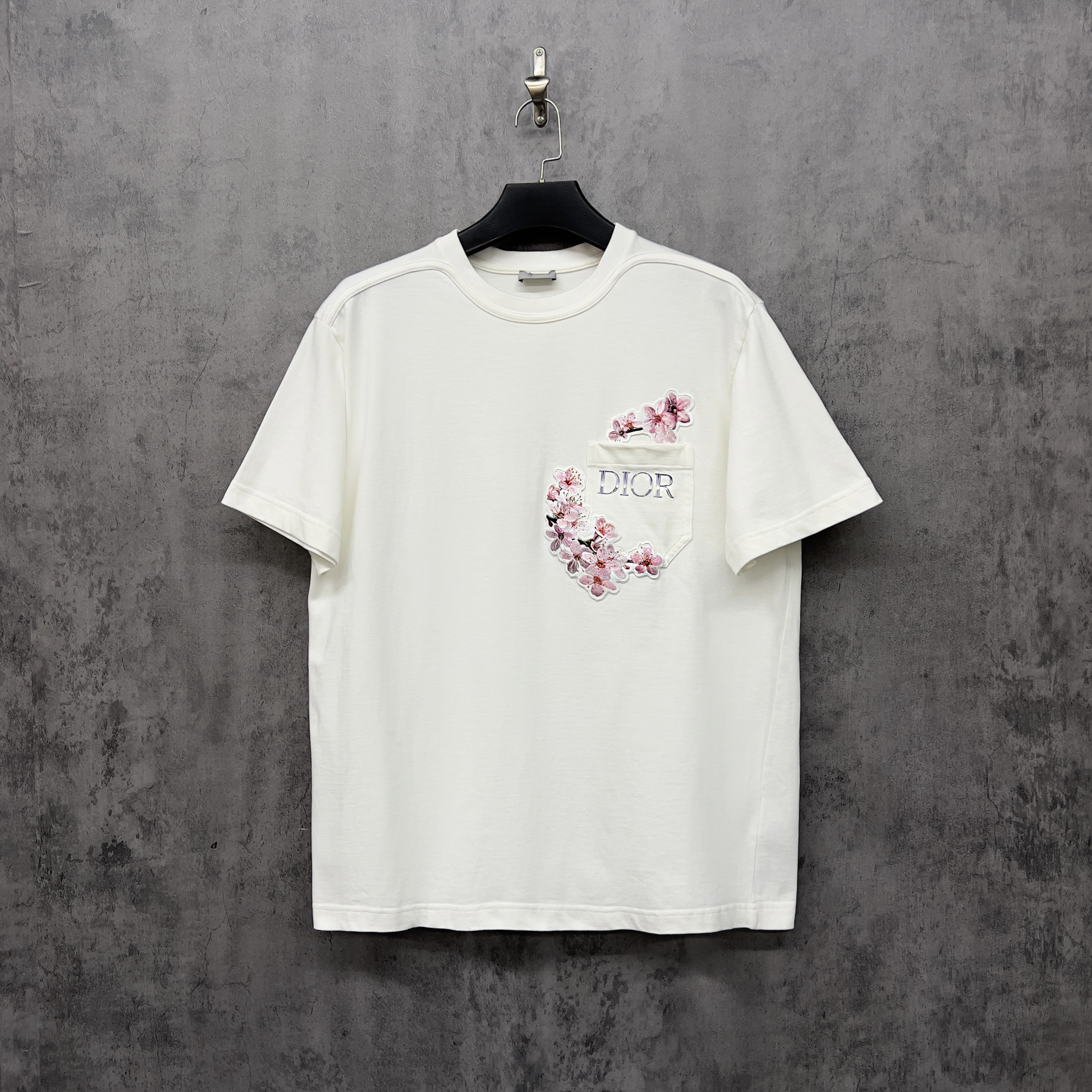 99新 DIOR/迪奥 樱花刺绣Logo重磅短袖/ZK623/XL码/稀少大码