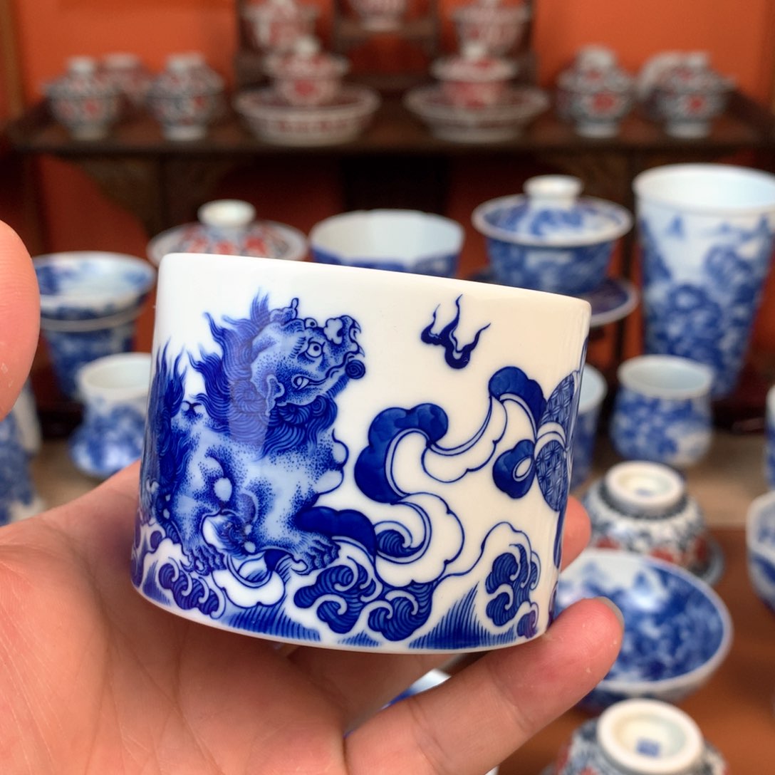 双狮主人杯手工手绘