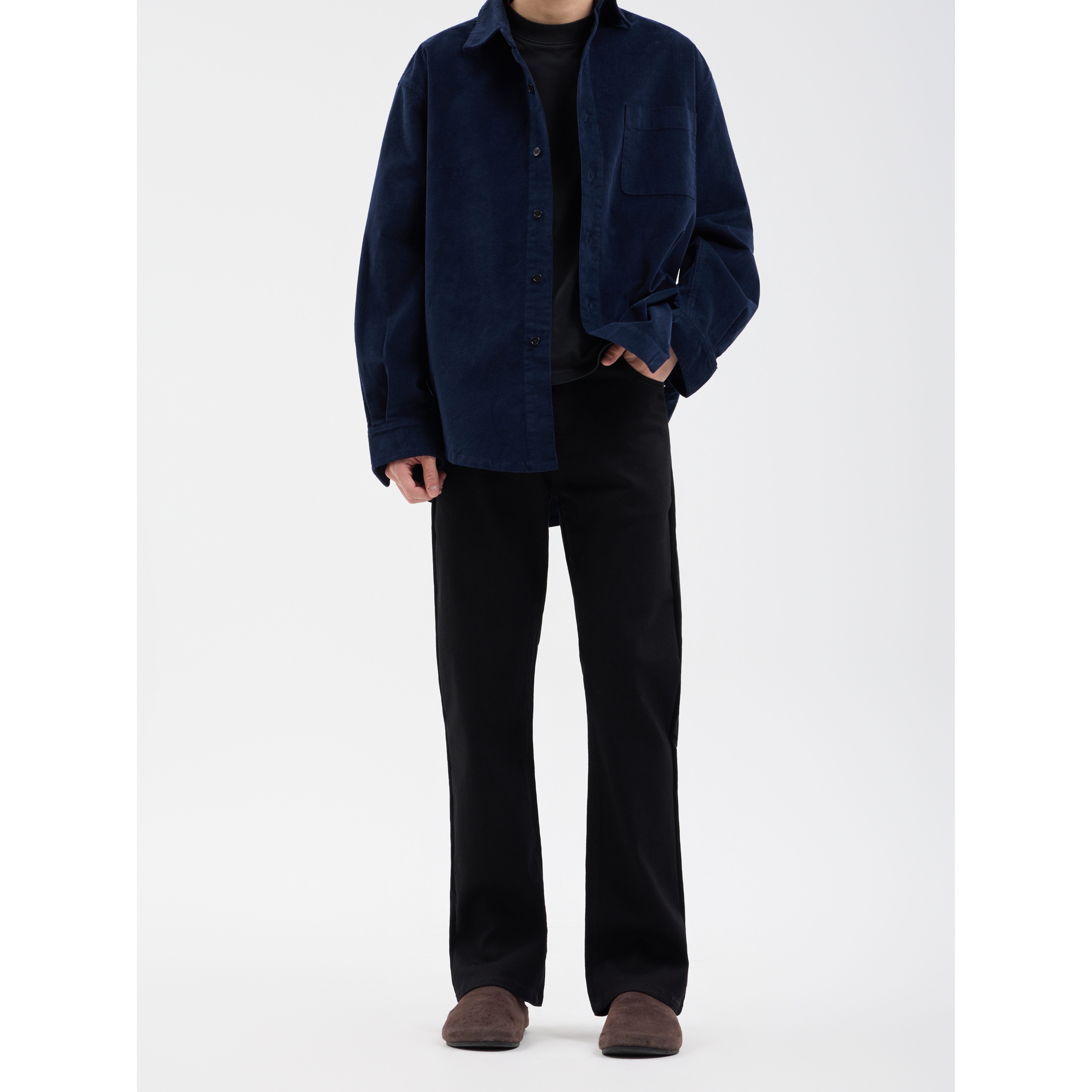 怪兽实验室秋冬上新【317常规】黑色弯刀微喇牛仔裤通勤弹力长裤