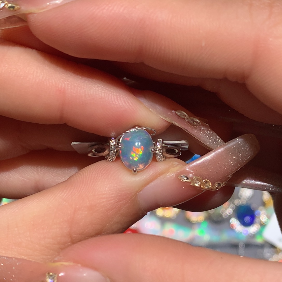 欧泊银S925镶嵌福利戒指