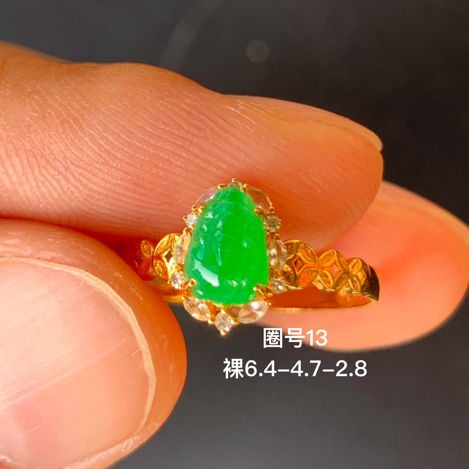 冰阳绿貔貅天然翡翠戒指镶嵌精致女生配饰高级感玉石