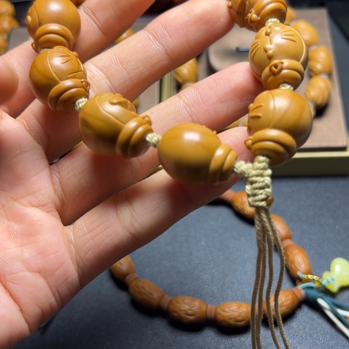 橄榄核手串/手链橄榄核雕哆啦A梦微花