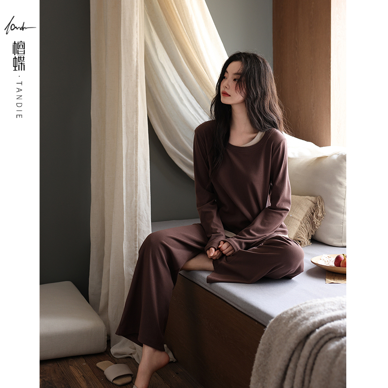 檀蝶【薄绒】睡衣女款爆款2025新款秋冬款加绒保暖内衣高级感家居服