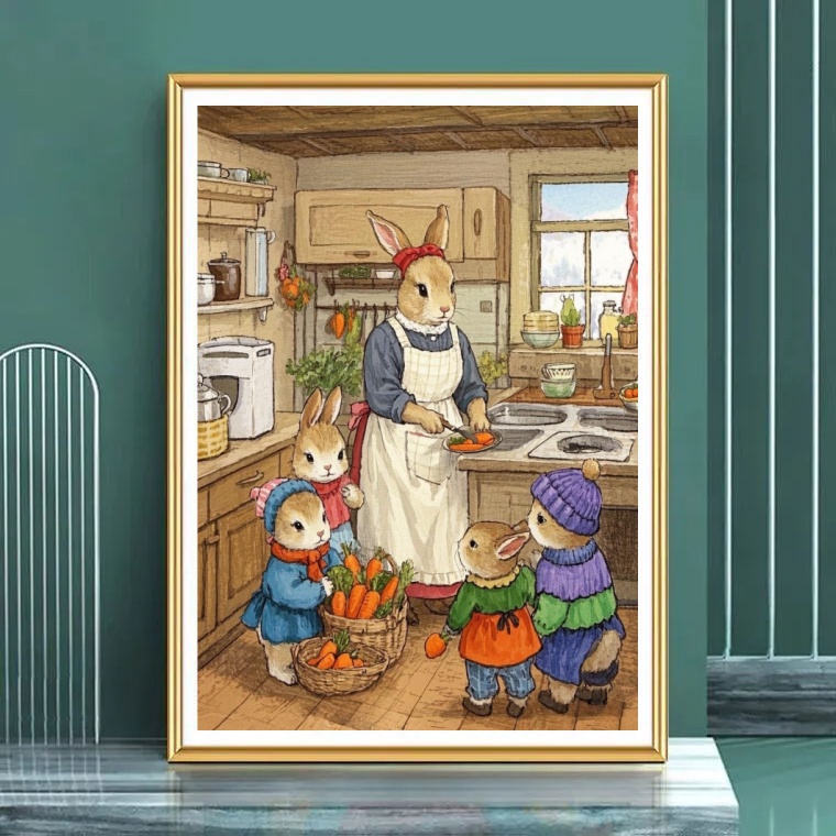 彼得兔午餐十字绣满绣50色2025新款客厅卧室卡通高级感儿童好绣