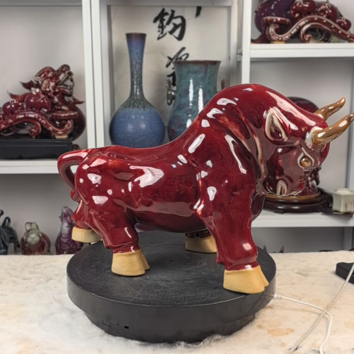 摆件钧瓷摆件神後鎮鈞瓷