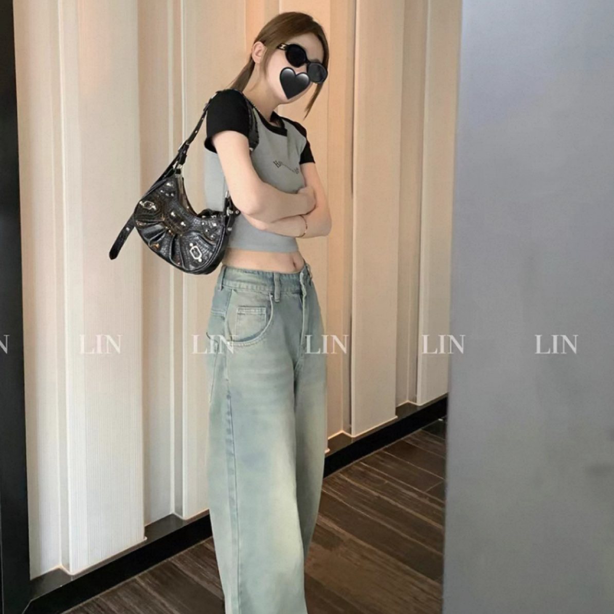 linyings超显身材插肩紧身短袖