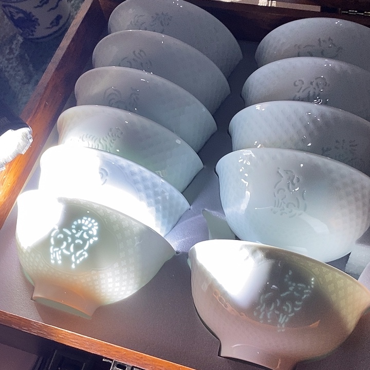 摆件陶绿稀土十二生肖套装碗