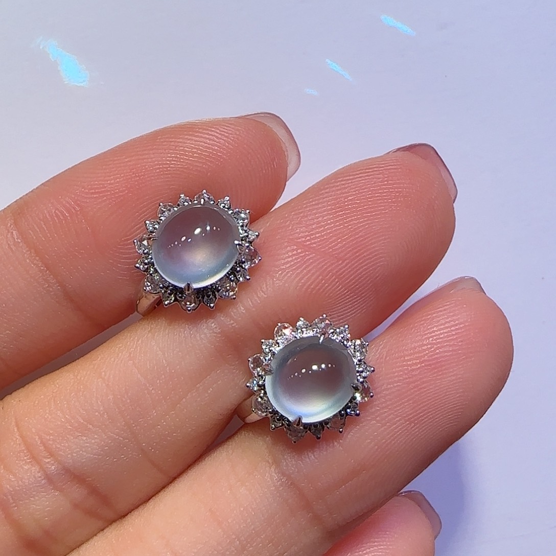 翡翠耳环18K金镶嵌耳包