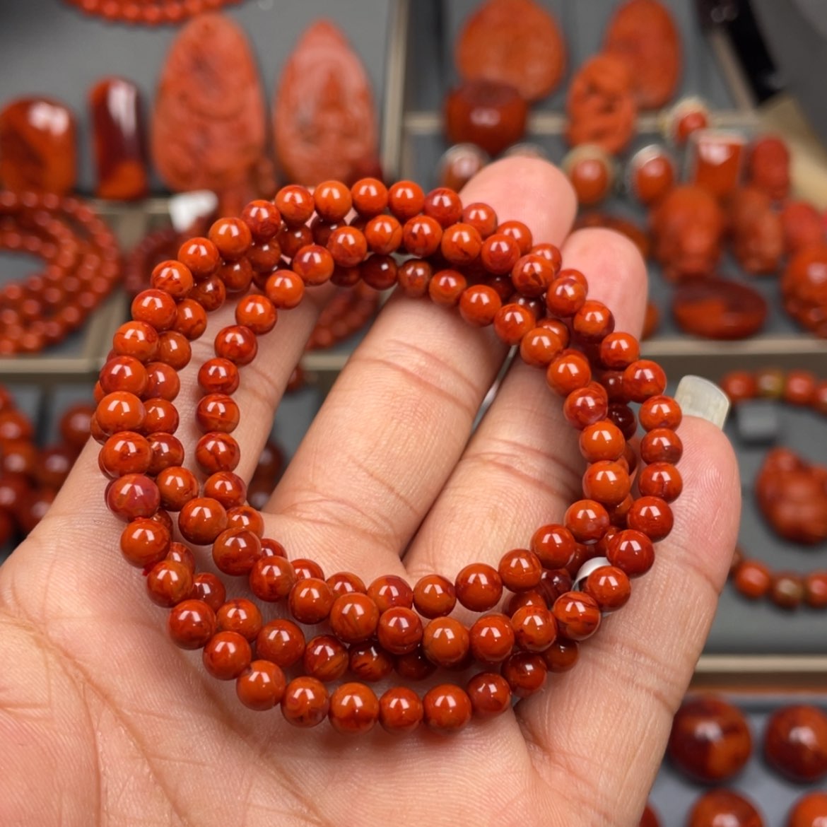 【闪购商品】南红玛瑙珠宝奇石未镶嵌多圈5