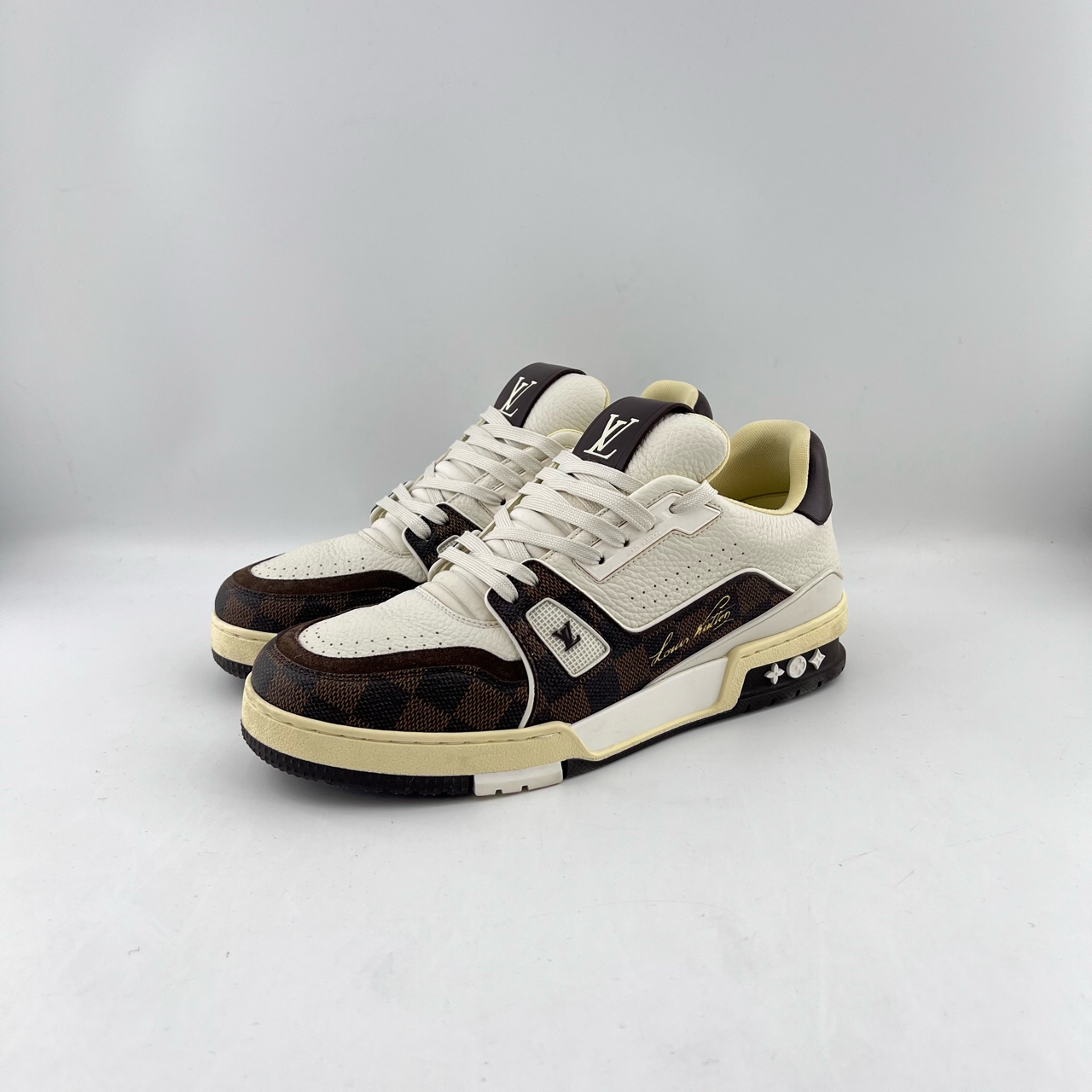 95新 LouisVuitton/路易威登 41.5码/42码/Trainer白棕棋盘格板鞋