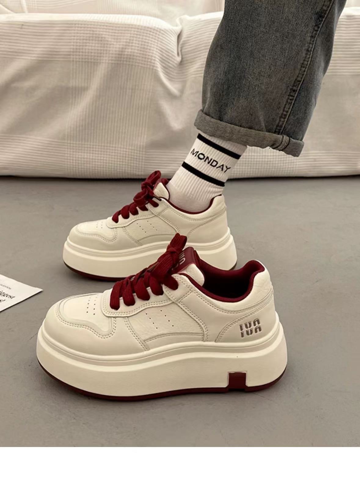 llcz厚底小白鞋女2024新款爆款秋百搭小个子松糕增高女鞋P6211