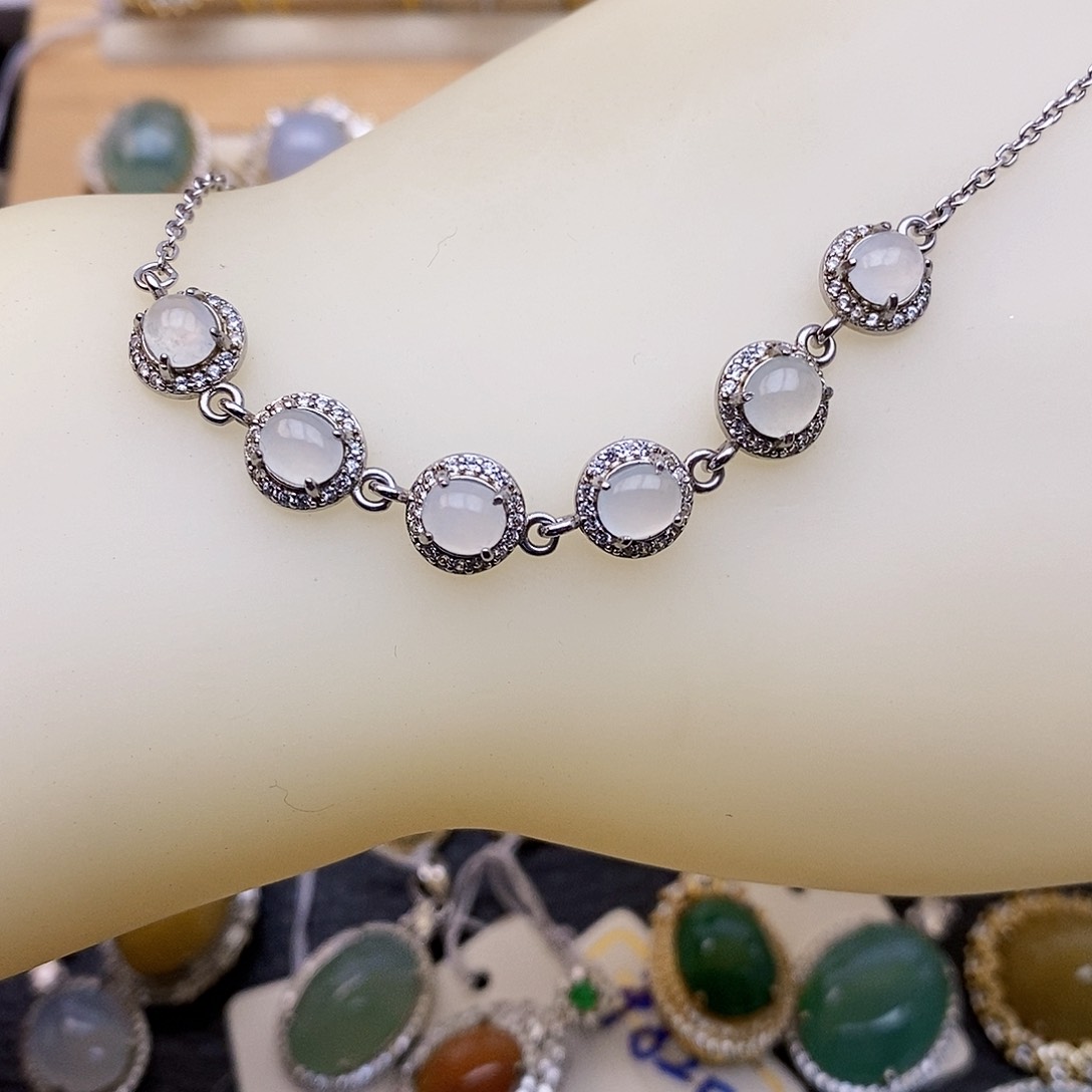 翡翠手链银S925镶嵌/1376