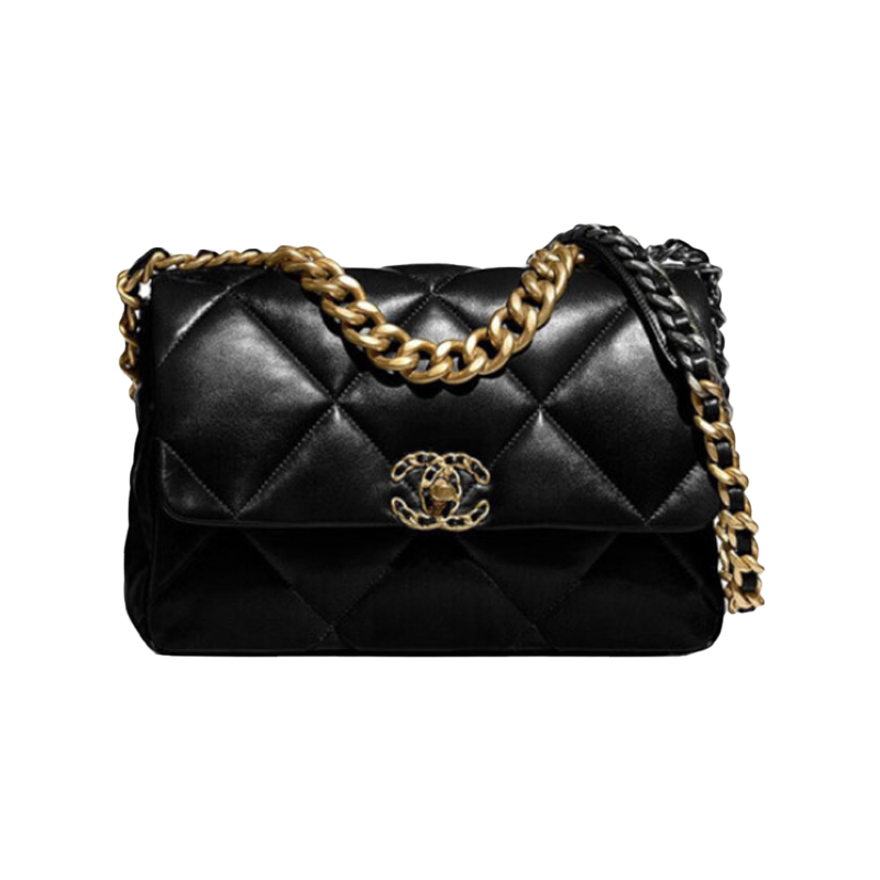 99新 Chanel/香奈儿 19bag黑金中号单肩包